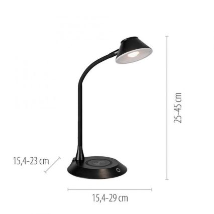 JUST LIGHT. 14414-18 - Dimbare flexibele touch tafellamp met draadloos opladen PUCKI LED/4,5W/230V zwart
