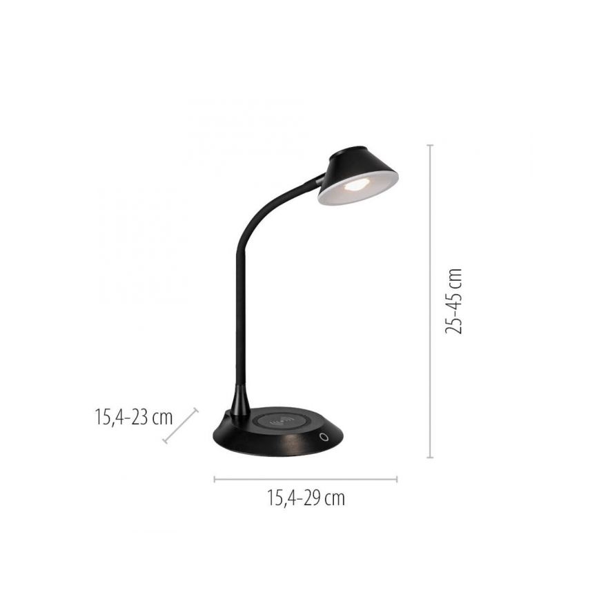 JUST LIGHT. 14414-18 - Dimbare flexibele touch tafellamp met draadloos opladen PUCKI LED/4,5W/230V zwart