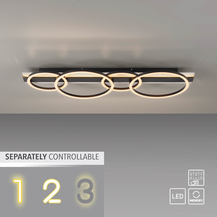 JUST LIGHT. 14426-21 - LED plafondlamp CICHIO LED/37W/230V + LED/9,5W 30x86 cm zwart