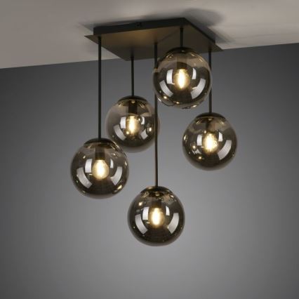 JUST LIGHT. 14602-18 - Hanglamp met vaste pendel WIDOW 5xE14/25W/230V zwart