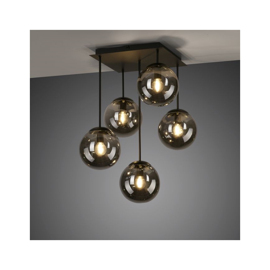 JUST LIGHT. 14602-18 - Hanglamp met vaste pendel WIDOW 5xE14/25W/230V zwart