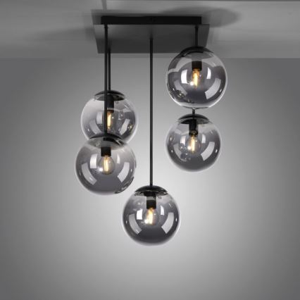 JUST LIGHT. 14602-18 - Hanglamp met vaste pendel WIDOW 5xE14/25W/230V zwart