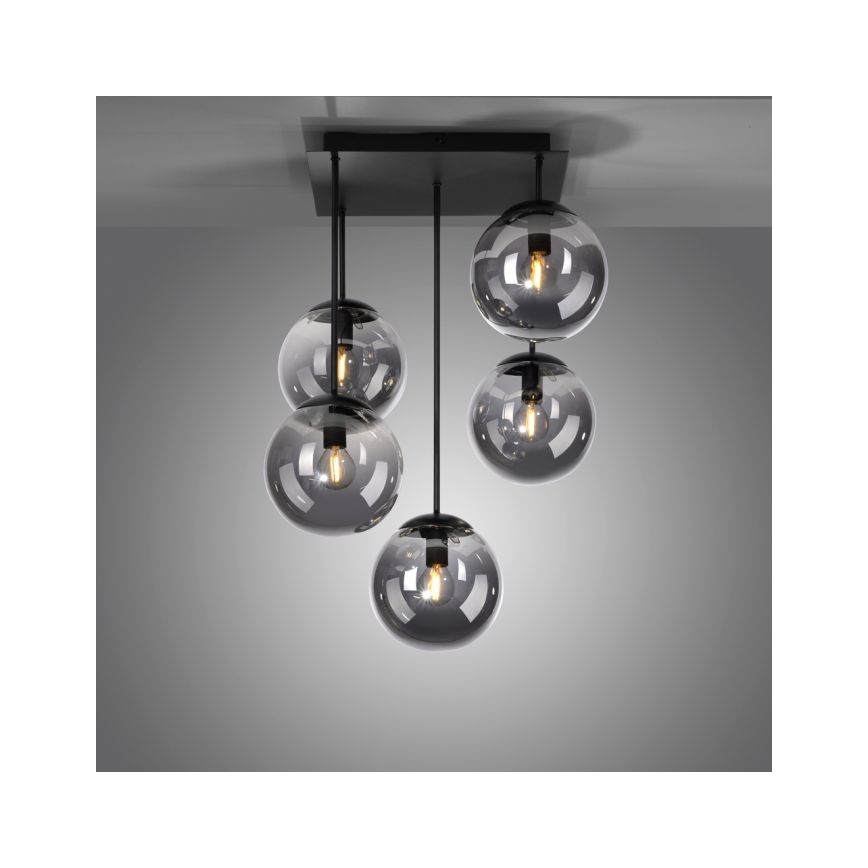 JUST LIGHT. 14602-18 - Hanglamp met vaste pendel WIDOW 5xE14/25W/230V zwart
