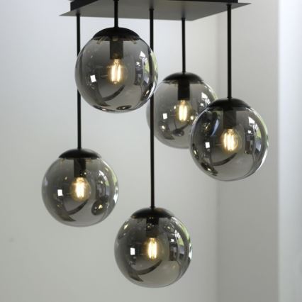 JUST LIGHT. 14602-18 - Hanglamp met vaste pendel WIDOW 5xE14/25W/230V zwart