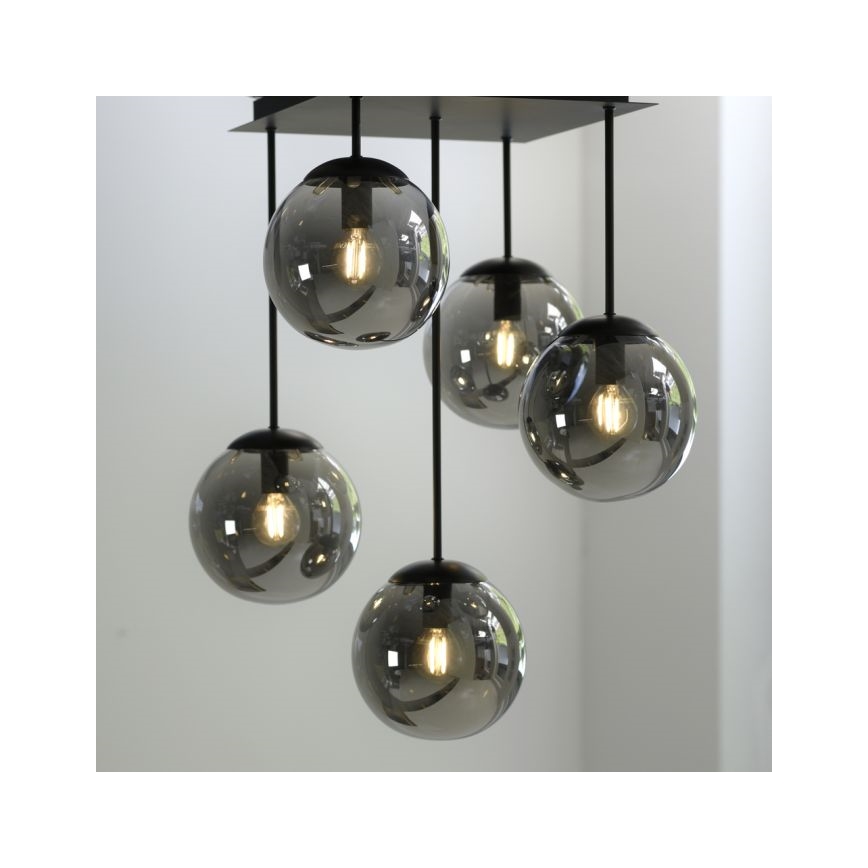 JUST LIGHT. 14602-18 - Hanglamp met vaste pendel WIDOW 5xE14/25W/230V zwart