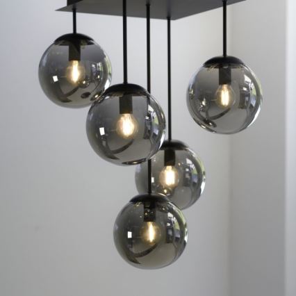 JUST LIGHT. 14602-18 - Hanglamp met vaste pendel WIDOW 5xE14/25W/230V zwart