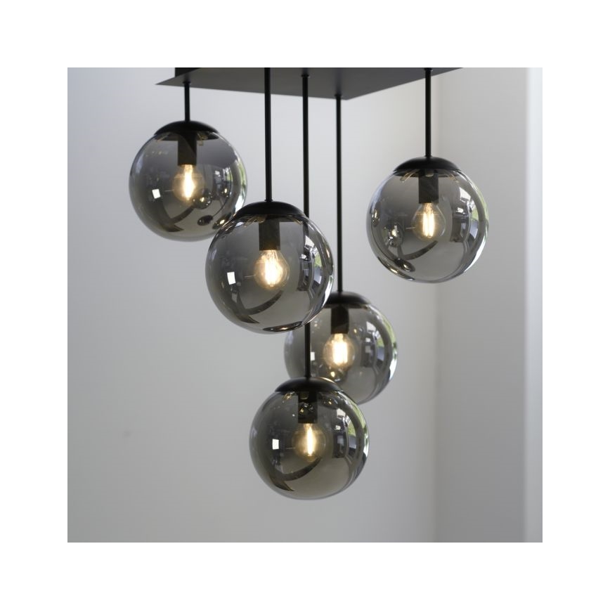 JUST LIGHT. 14602-18 - Hanglamp met vaste pendel WIDOW 5xE14/25W/230V zwart