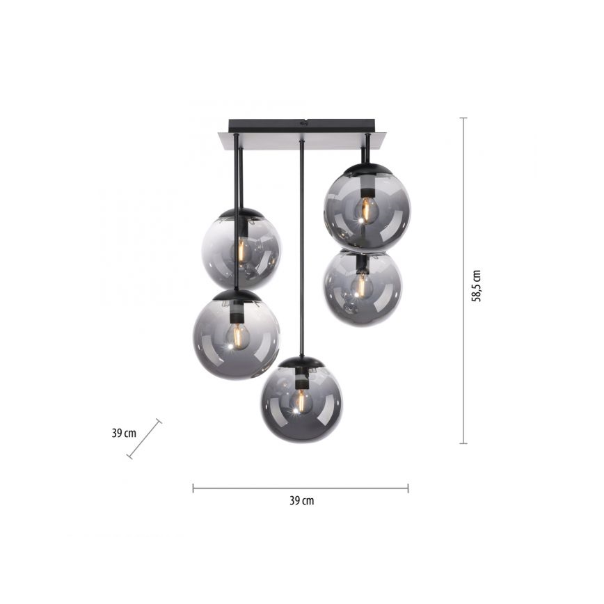 JUST LIGHT. 14602-18 - Hanglamp met vaste pendel WIDOW 5xE14/25W/230V zwart