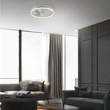JUST LIGHT. 14624-16 - Ventilateur de plafond LED à intensité réglable avec éclairage RITA LED/22W/230V 3000-6000K Ø 50 cm blanc + télécommande