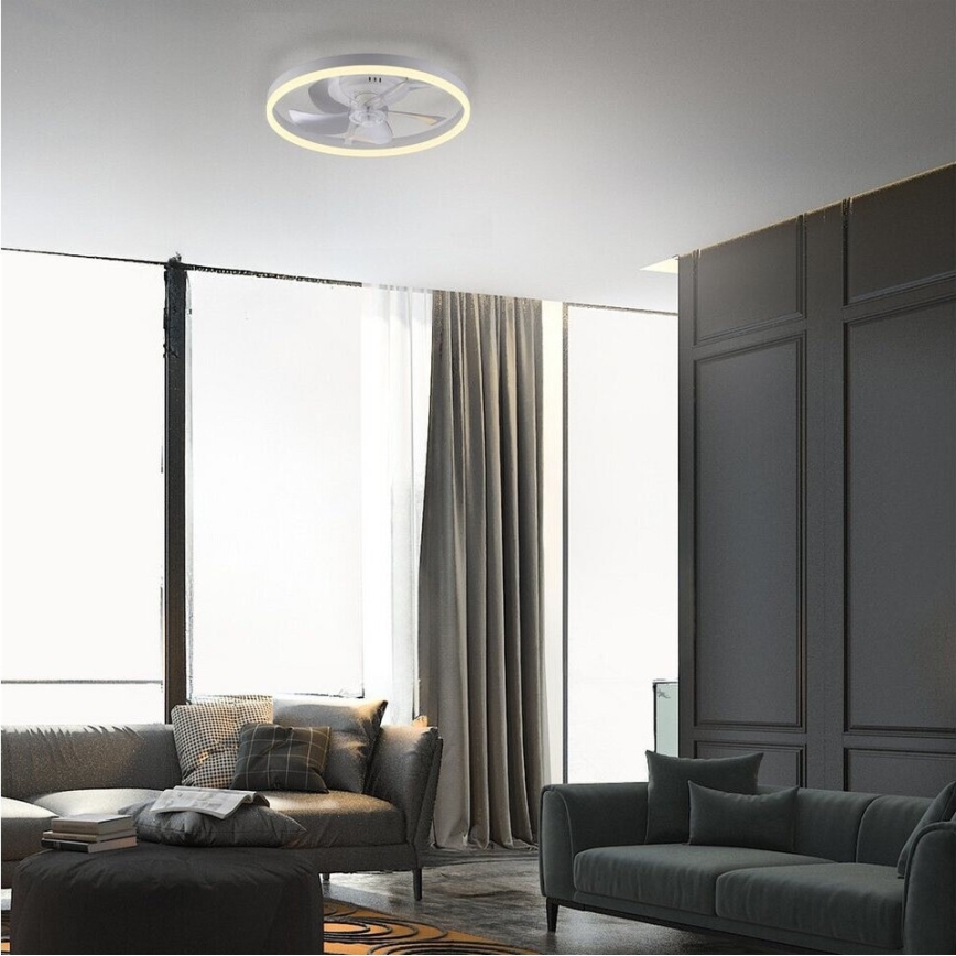 JUST LIGHT. 14624-16 - Ventilateur de plafond LED à intensité réglable avec éclairage RITA LED/22W/230V 3000-6000K Ø 50 cm blanc + télécommande