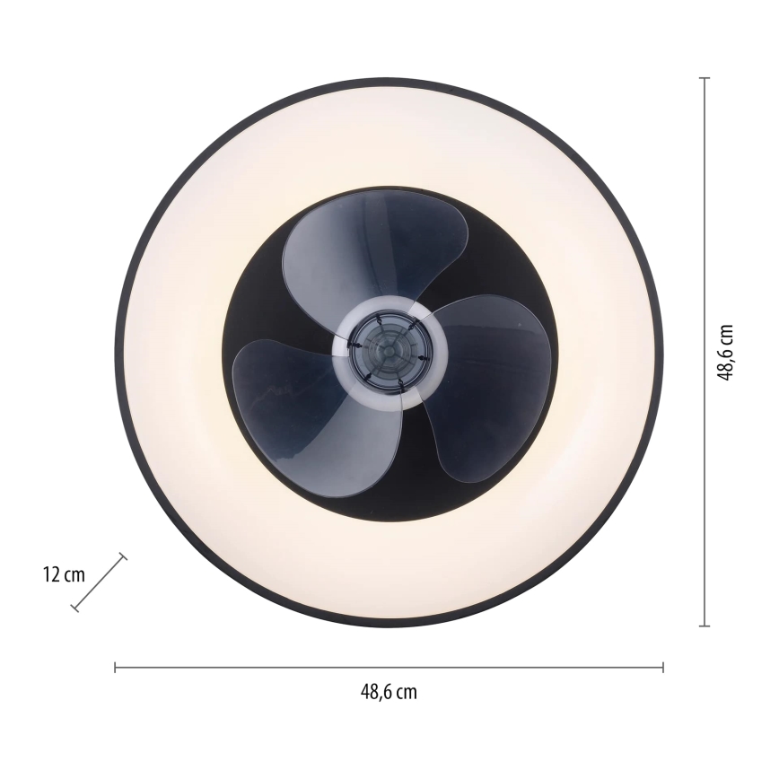 JUST LIGHT. 14644-18 - Plafonnier à intensité variable avec ventilateur VENIKA LED/36W/230V d. 48,6 cm 2700-5000K + Télécommande