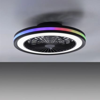 JUST LIGHT. 14649-18 - LED RGBW dimbare plafondventilator met licht BRANDON LED/36W/230V 2700-5000K Ø 46,5 cm zwart + afstandsbediening
