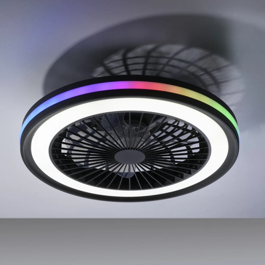 JUST LIGHT. 14649-18 - LED RGBW dimbare plafondventilator met licht BRANDON LED/36W/230V 2700-5000K Ø 46,5 cm zwart + afstandsbediening