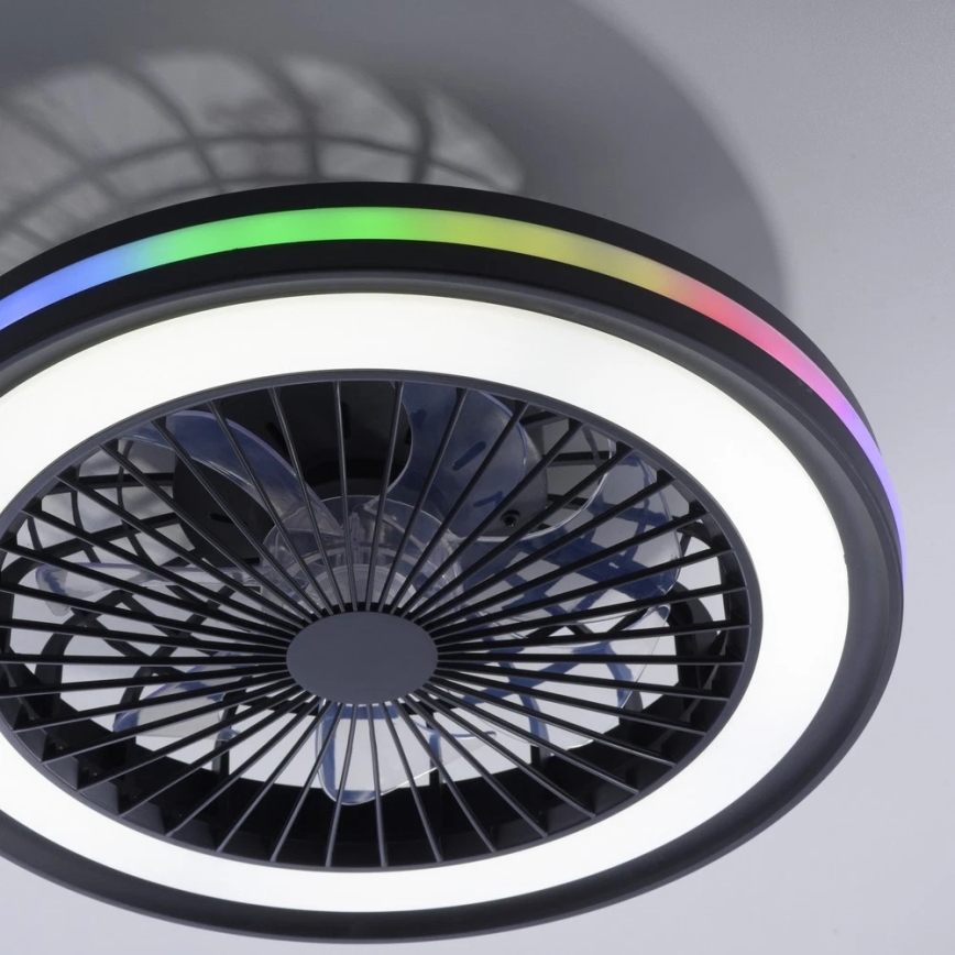 JUST LIGHT. 14649-18 - LED RGBW dimbare plafondventilator met licht BRANDON LED/36W/230V 2700-5000K Ø 46,5 cm zwart + afstandsbediening