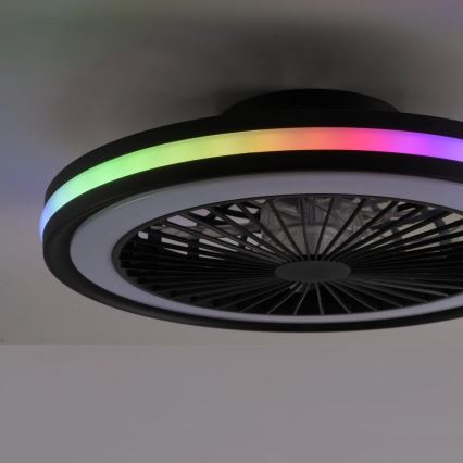 JUST LIGHT. 14649-18 - LED RGBW dimbare plafondventilator met licht BRANDON LED/36W/230V 2700-5000K Ø 46,5 cm zwart + afstandsbediening