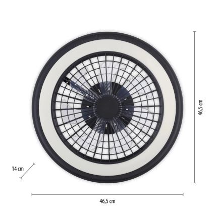 JUST LIGHT. 14649-18 - LED RGBW dimbare plafondventilator met licht BRANDON LED/36W/230V 2700-5000K Ø 46,5 cm zwart + afstandsbediening