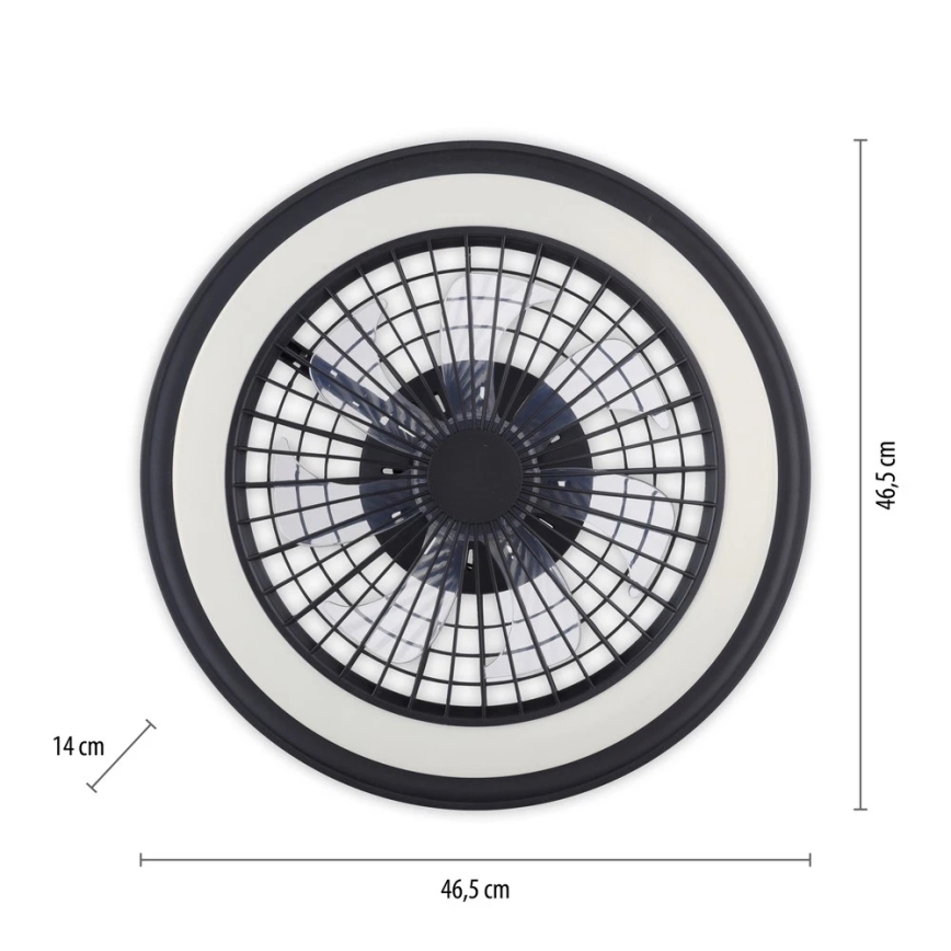 JUST LIGHT. 14649-18 - Ventilateur de plafond dimmable LED RGBW avec lumière BRANDON LED/36W/230V 2700-5000K Ø 46,5 cm noir + télécommande