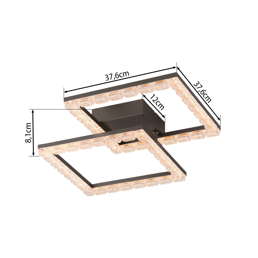 JUST LIGHT. 14732-18 - LED plafondlamp GLITRA LED/17,5W/230V 37,6x37,6 cm zwart