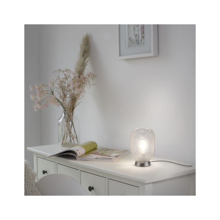 JUST LIGHT. 14906-55 - Lampe de table REISHI 1xE27/40W/230V chrome mat