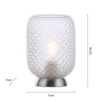 JUST LIGHT. 14906-55 - Lampe de table REISHI 1xE27/40W/230V chrome mat