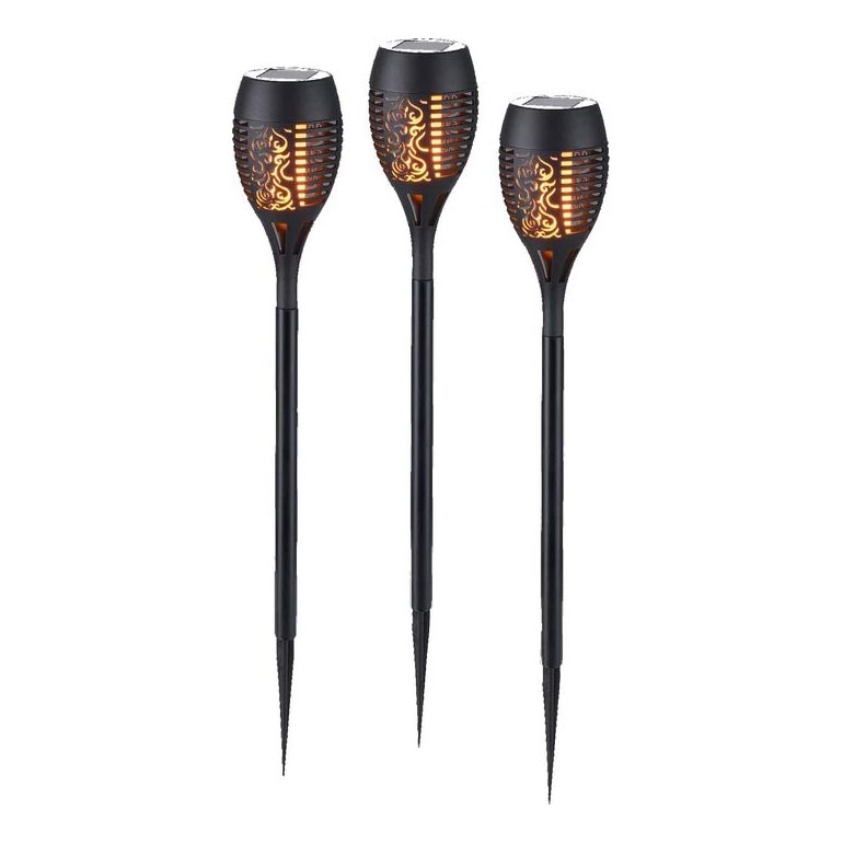 JUST LIGHT. 19106-18-3 - LOT 3x Éclairage solaire FACKEL LED/0,24W/1,2V 200 mAh IP44 noir