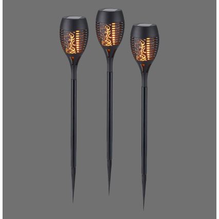 JUST LIGHT. 19106-18-3 - LOT 3x Éclairage solaire FACKEL LED/0,24W/1,2V 200 mAh IP44 noir