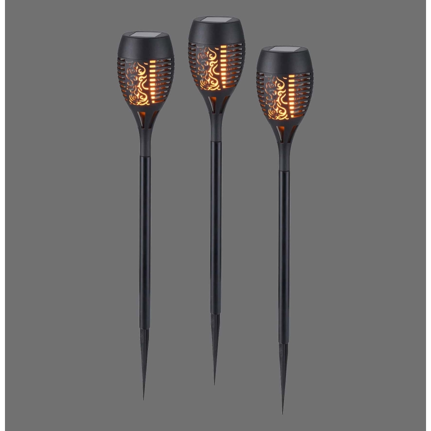 JUST LIGHT. 19106-18-3 - LOT 3x Éclairage solaire FACKEL LED/0,24W/1,2V 200 mAh IP44 noir