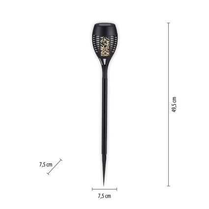 JUST LIGHT. 19106-18-3 - LOT 3x Éclairage solaire FACKEL LED/0,24W/1,2V 200 mAh IP44 noir