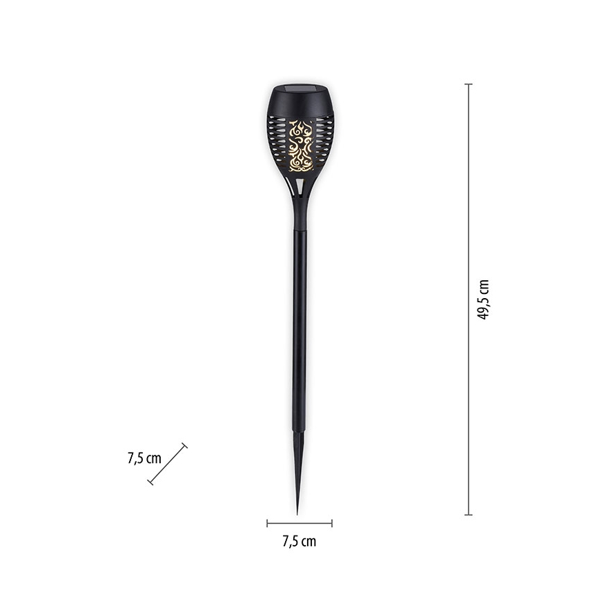 JUST LIGHT. 19106-18-3 - LOT 3x Éclairage solaire FACKEL LED/0,24W/1,2V 200 mAh IP44 noir