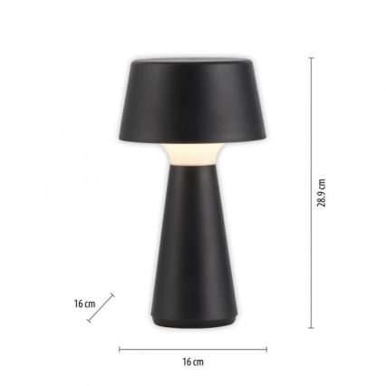 JUST LIGHT. 19260-18 - LED Dimbaar aanraken buitenshuis lamp ABERA LED/3W/3,7V 2000 mAh USB IP54 zwart