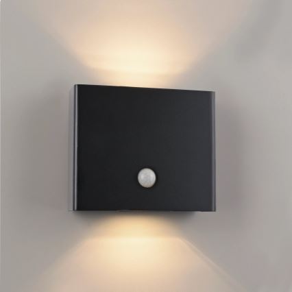 JUST LIGHT. 19471-18 - LED Buitenwandlamp met sensor AMIN 2xLED/1,25W/3,7V 4400mAh IP44 zwart