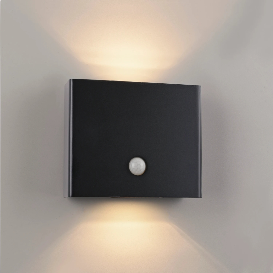 JUST LIGHT. 19471-18 - LED Buitenwandlamp met sensor AMIN 2xLED/1,25W/3,7V 4400mAh IP44 zwart