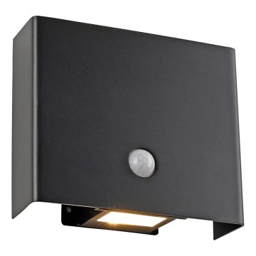 JUST LIGHT. 19471-18 - LED Buitenwandlamp met sensor AMIN 2xLED/1,25W/3,7V 4400mAh IP44 zwart