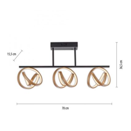 JUST LIGHT. 6245-18 - Plafonnier à intensité variable LOOP 3xLED/11W/230V 2700-5000K + télécommande