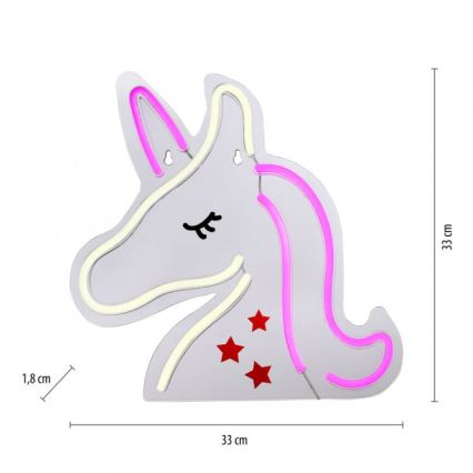 JUST LIGHT. 85025-70 - Décoration murale néon NEON LED/6,5W/5V Licorne