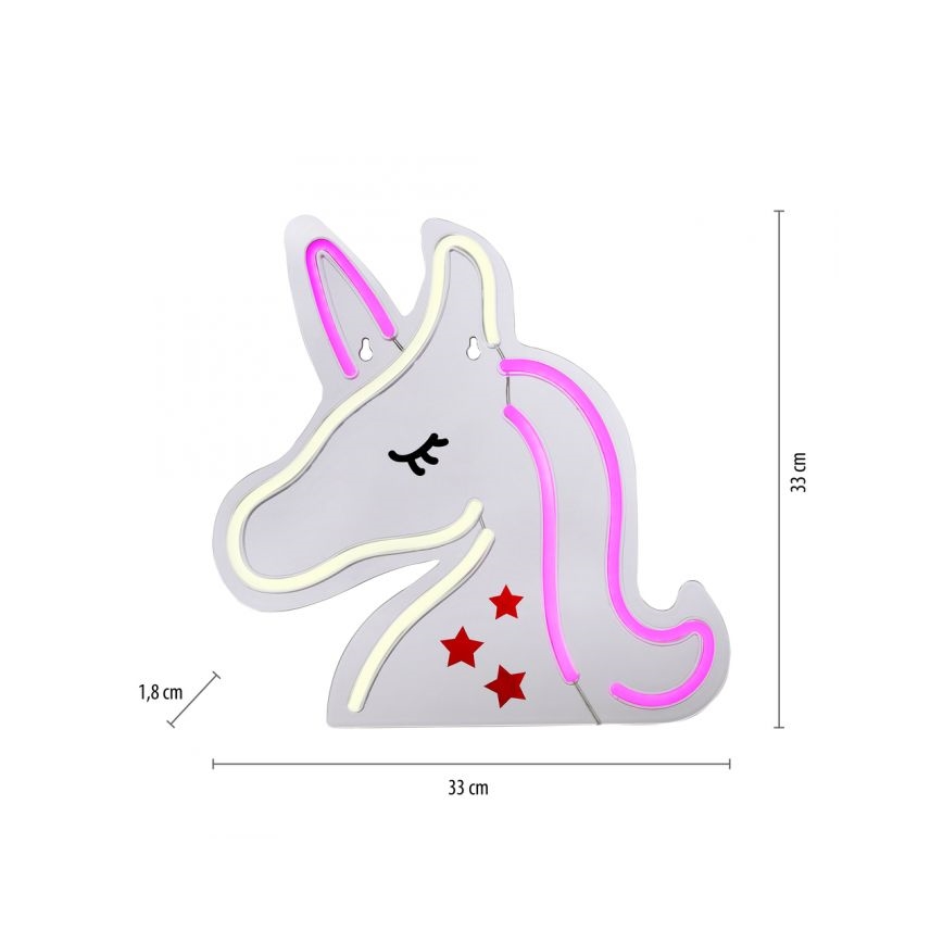 JUST LIGHT. 85025-70 - Décoration murale néon NEON LED/6,5W/5V Licorne
