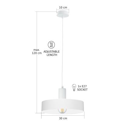Kabelhanglamp ARCANE 1xE27/60W/230V, wit