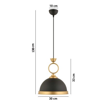 Kabelhanglamp MONZA 1xE27/40W/230V Ø 30 cm zwart/bronzen