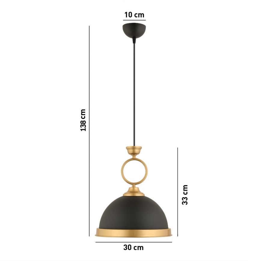 Kabelhanglamp MONZA 1xE27/40W/230V Ø 30 cm zwart/bronzen