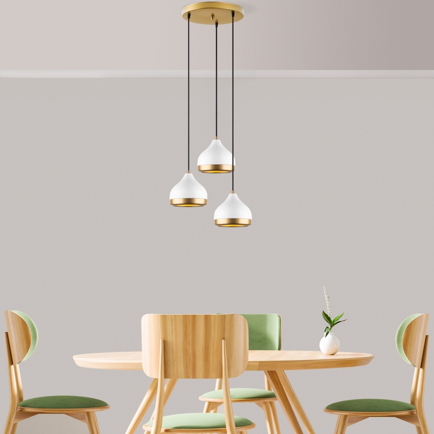 Kabelhanglamp YILDO 3xE27/40W/230V wit/goud