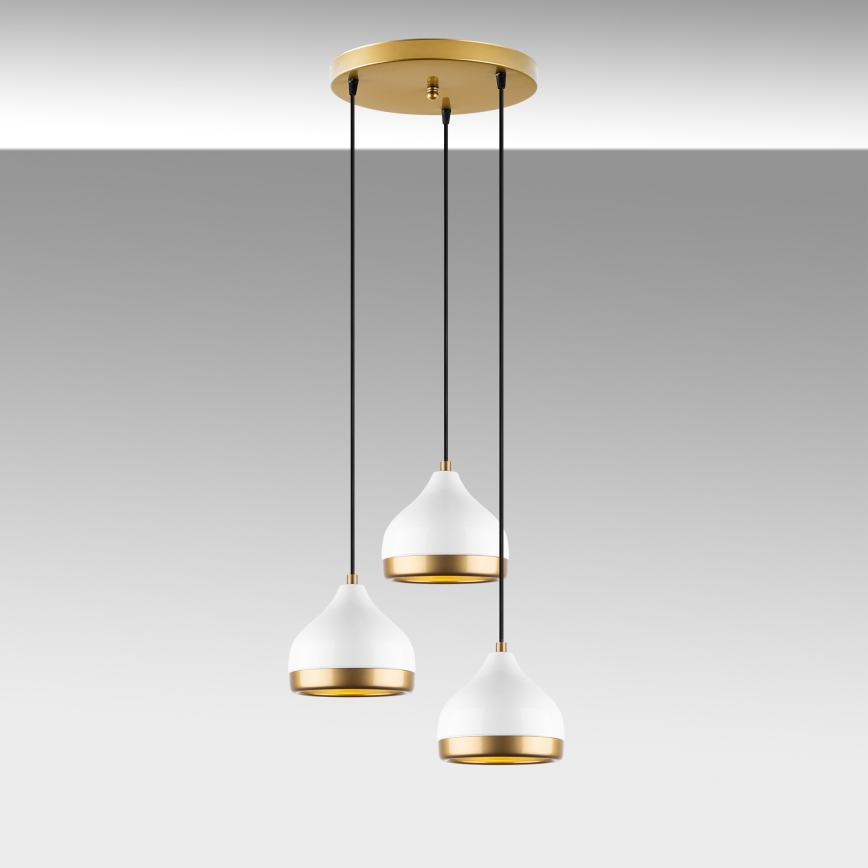 Kabelhanglamp YILDO 3xE27/40W/230V wit/goud