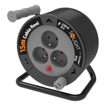 Kabelhaspel met 3 stopcontacten, 12 m
