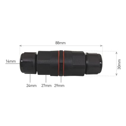 Kabelkoppeling CWF 250V/16A IP68 3x2,5 mm²