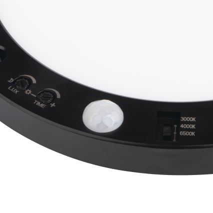 LED Plafond-/inbouwlamp met bewegingssensor 2-in-1 ERGA LED/17W/230V 3000/4000/6500K zwart