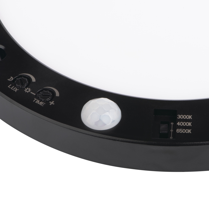 LED Plafond-/inbouwlamp met bewegingssensor 2-in-1 ERGA LED/17W/230V 3000/4000/6500K zwart