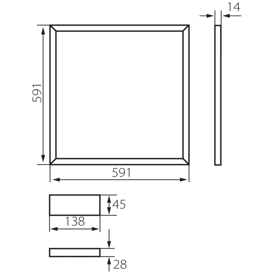 LED Inbouw frame AVAR LED/40W/230V 6000K 59x59 cm