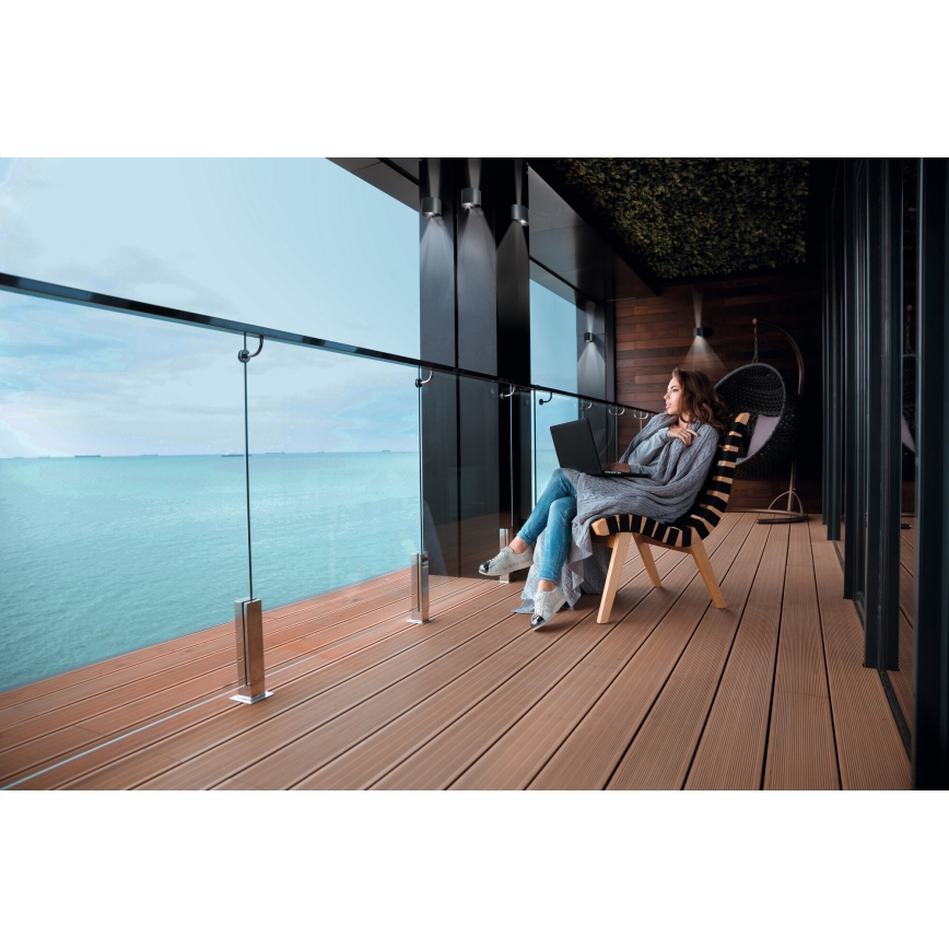 LED buitenwandlamp met bewegings- en schemersensor REKA LED/7W/230V IP54 antraciet rond