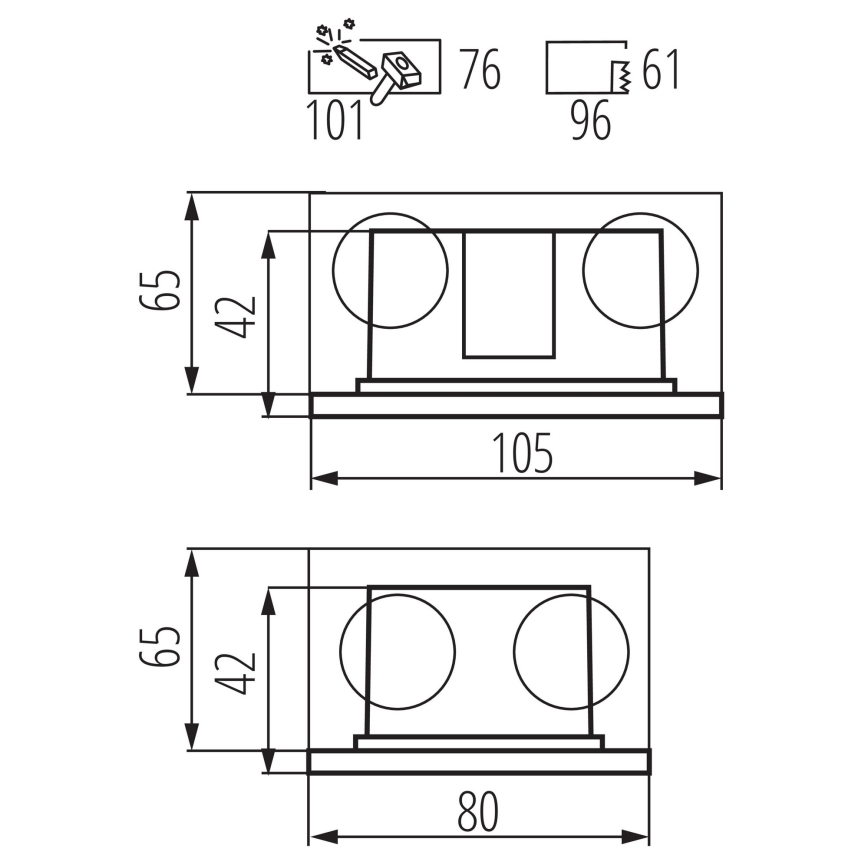 Lumière intégrée GLASI LED/3W/230V 3000K IP44 blanche