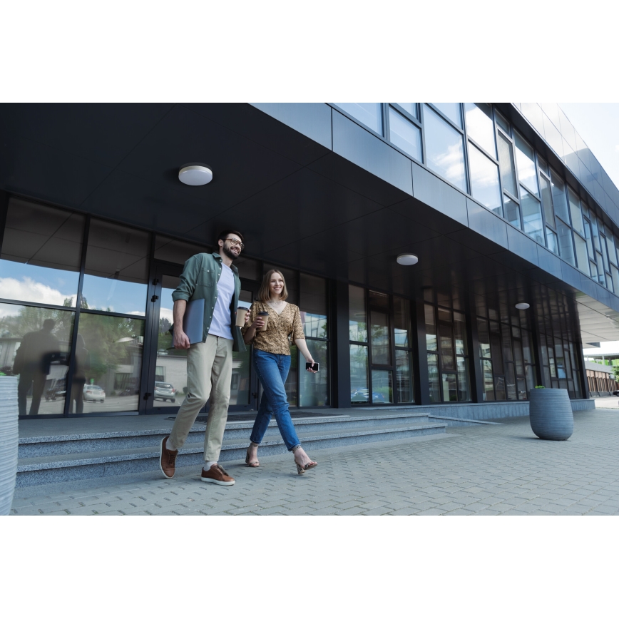 Plafonnier industriel avec détecteur de mouvement IPER LED/26W/230V IK10 IP65 arrondi blanc