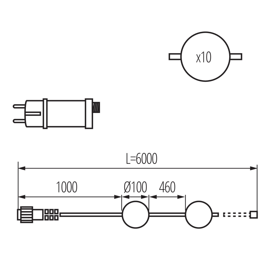 Guirlande décorative extérieure GUIRLANDE STONO 10xLED/10W/230V 6m IP67